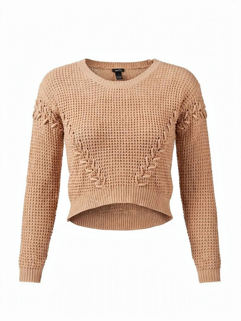 rue21 Textured Crew Neck Sweater in beige